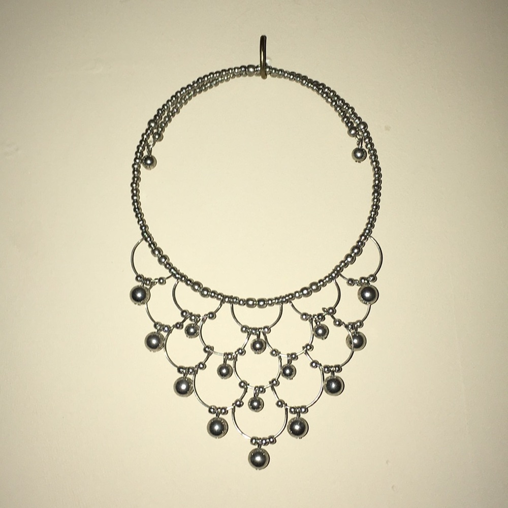 Silver Beaded Choker Necklace